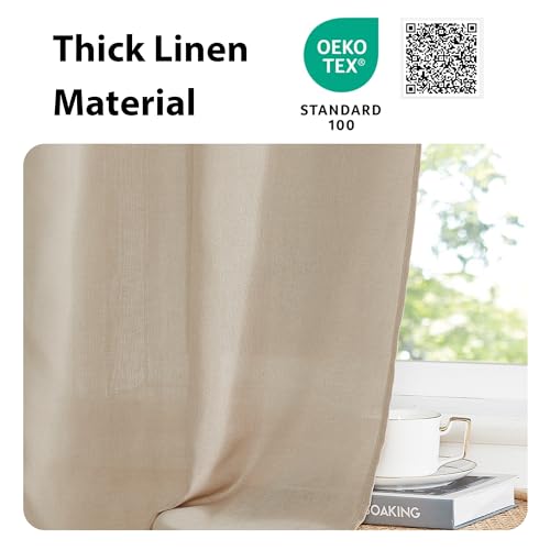 NICETOWN-Kitchen-Curtains-Cafe-Linen-Tier-Curtains-30-Inch-Length-Farmhouse-Solid-Short-Small-Half-Window-Curtains-Back-Tabk-Rod-Pocket-Cafe-Curtains-for-Bathroom-2-Panels-55Wx30L-Angora NICETOWN Kitchen Curtains Cafe Linen Tier Curtains 30 Inch Length Farmhouse Solid Short Small Half Window Curtains Back Tabk Rod Pocket Cafe Curtains for Bathroom 2 Panels 55Wx30L Angora