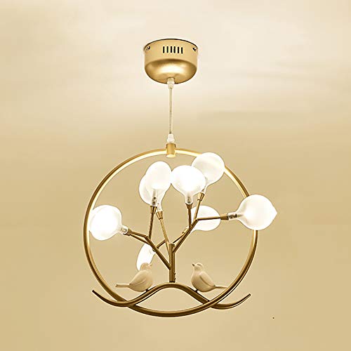 NSXBY G4 Créatif Oiseau Lustre,Rond Lustre Abat-Jour Acrylique Source De Lumière (Inclus) Neuf Têtes Golden Lustre Luciole Décoratifs Plafonnier-Lumière Chaude dorée Hotte Mate d’axon