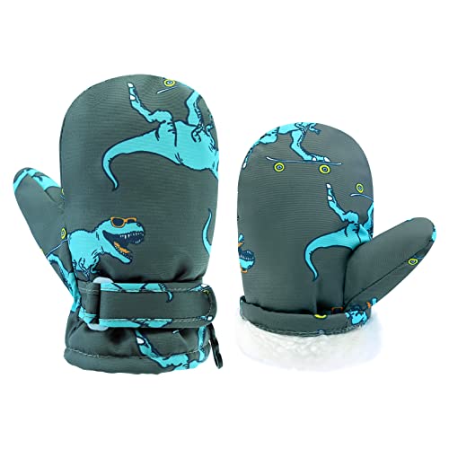Image of BAVST Toddler Waterproof Mittens Fleece Lined Baby Boys Girls Winter Warm Glove Kids Snow Infant Ski Mitten for 3M-5T