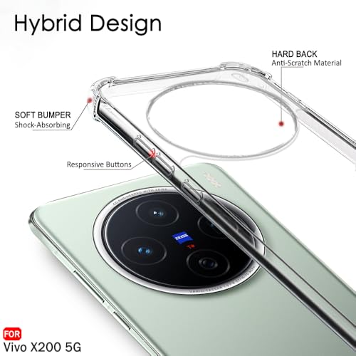 Image of TheGiftKart Crystal Clear Back Cover Case for Vivo X200 5G | 360 Degree Protection | Shock Proof Design | Transparent Back Cover Case for Vivo X200 5G (PC & TPU, Transparent Bumper)