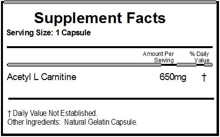 Miniatura 2 de Acetil L-Carnitina 650mg ~ 90 Cápsulas - Sin Aditivos ~ Naturetition Supplements
