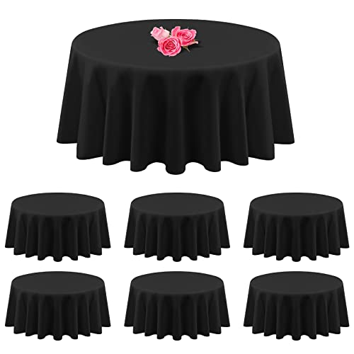 YMHPRIDE Lot de 6 nappes Rondes Noires 228 cm Nappe Ronde en Tissu Polyester nappes lavables pour...
