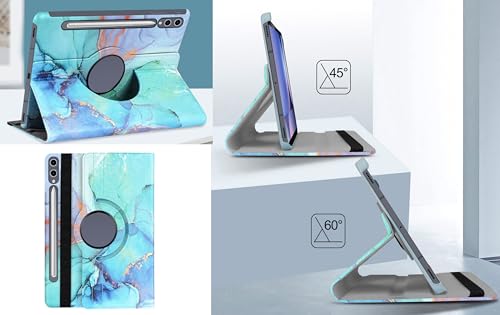 Image of TGK Rotating Flip Cover for Samsung Galaxy Tab S9 FE+ /S9 Plus /S10+ 12.4 inch Case Printed (Green Marble)