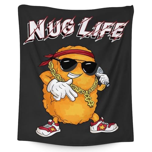 Mercuryelf Chicken Nugget Blanket - Soft, Fuzzy & Warm - 60x80 Inches Flannel Throw Blankets for Bed, Couch - Black Funny Throws Gift for Men, Women