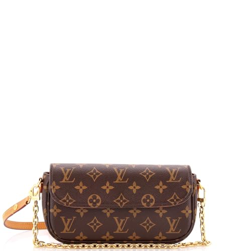 Pre-Loved Ivy Wallet on Chain Monogram Canvas, Brown