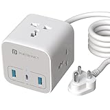 Portronics 20W Volt 20 High Speed Smart Desktop Charger with 3M Copper Cable, Type C PD Port, 2 USB Mach Port, 3 AC Power Socket, Compatible with Laptop,Smartphones,iPhones,Tablet,Power Bank(White)