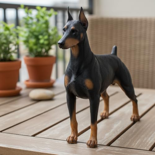 Figurita de perro Doberman de 7 pulgadas, resina realista miniatura 7