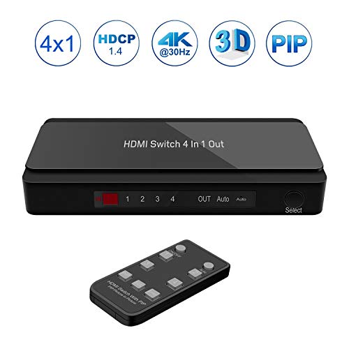 HDMI Switch 4 Port HDMI Switch with Remote 4 Input 1 Output HDMI