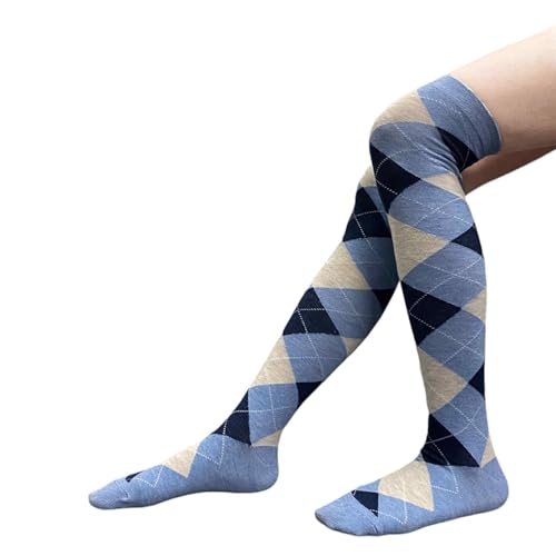 Image of COUVER Women's Thigh High /Over Knee Fashion Argyle Socks, Medium, 1 Pair