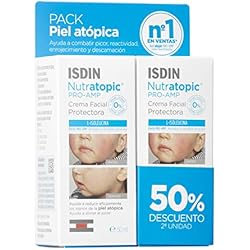 Leti At4 Crema Facial Bebé ISDIN Nutratopic Pro-Amp, Duplo Crema Facial Para Piel Atópica, 50 ml (Paquete de 2)