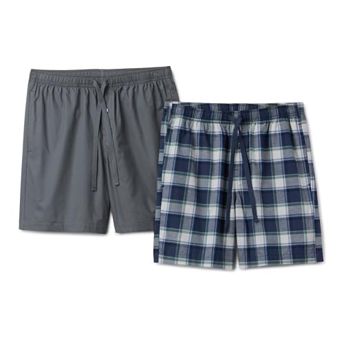 Image of Amazon Essentials Men's Lounge Sleepwear Pajama Bottom Shorts, Cotton Stretch Poplin