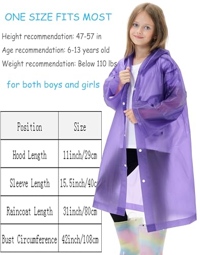 Image of 2 Pack Reusable Waterproof Raincoat EVA Emergency Rain Ponchos One Size Rain Jacket for Children, Boys and Girls