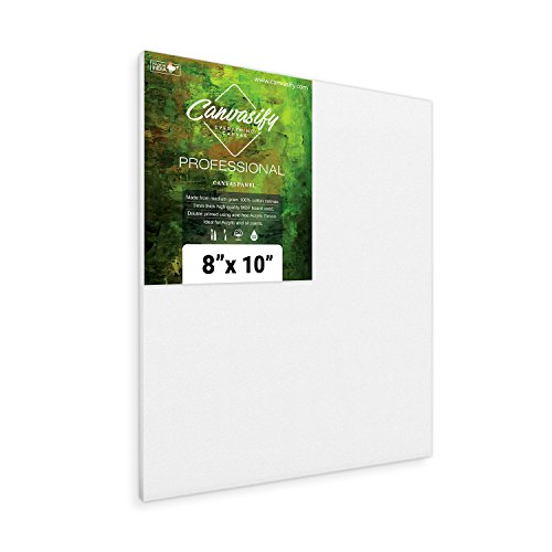 Image of Canvasify White Gesso Primed Canvas Board for Acrylic and Oil Colour Painting | Media for Artists and Students | 8 X 10 Inch Pack of 4