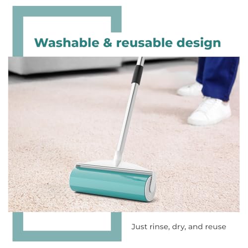 Image of Lifelong Premium Large Adhesive Roller for Hair and Dust Removal | 19cm Wide Washable Sticky Roller with 105cm Iron Handle | High Glue Thickness for Efficient Cleaning on Floors, Carpets & More