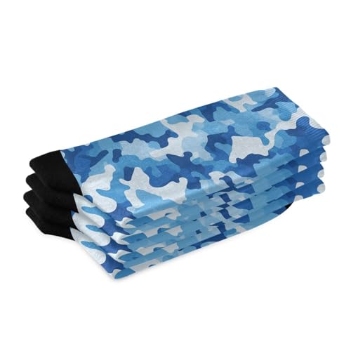 Mens Crew Socks Crew Camouflage in Blue Socks for Men Hiking Sports Running2