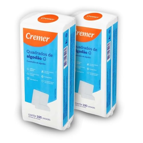 Algodão Quadrado Cremer Bebê Sem Perfume com 200 Unidades
