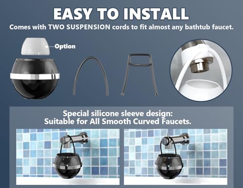 Image of Bathtub Water Filter for Tub with Overflow,2,500 Gallons of Filtration,8 Stages Bath Filter,Remove contaminants,Chlorineand Fluoride,Hardwater Softener,BPA Free(Upgrade Version),Black