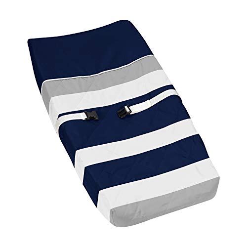 Sweet Jojo Designs Baby Changing Pad Cover for Navy and Gray Stripe Collection