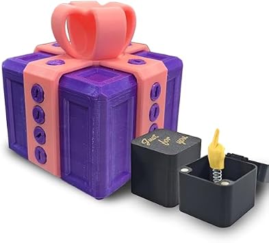 Annoying Gift Box with Screws, Really Annoying Gift Box, Annoying Gift Box with Just for You Finger in a Box, Surprise Funny Prank Box Purple Pink,L+Finger Box