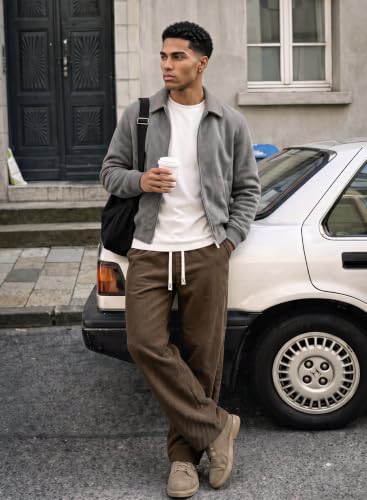Image of JMIERR Mens Corduroy Pants Wide Leg Baggy Sweatpants