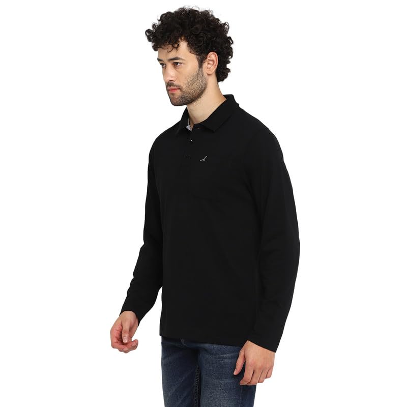 Image of AMERICAN CREW Full Sleeves Polo Collar T-Shirt with Pocket for Men