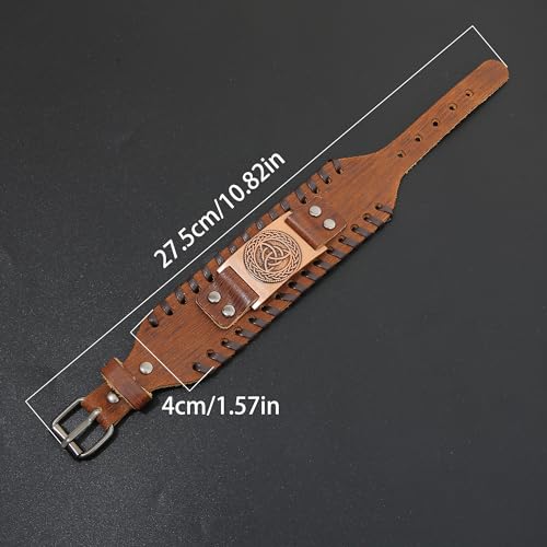 Image of GelConnie Viking Bracelet Punk Leather Cuff Bracelet Gothic Leather Wristband Bracelet with Nordic Amulet Scandinavian Talisman Celtic Pagan Jewelry