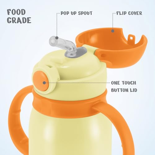 Image of MILTON Fountain 650 ISI Certified Stainless Steel Water Bottle, Leak Proof, Rust Proof, Single walled,1 Yr Warranty, Ideal Sipper Water Bottle for School Kids Bottle, 625 ml, Ivory (Surf'Up)