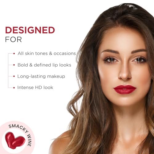 Image of Oshea Skin Perfect HD LIQUID LIP COLOR High Definition & Ultra Pigmented Enriched with Vitamin -E (2.6 ML (Pack of 1), SMACKY WINE -01)