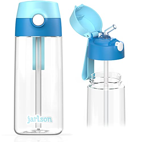Jarlson Botella Agua Infantil, ninos EMI - Botellas de Agua 500 ml niños - sin bpa - con Paja - para la Escuela y Deportes - Hecho de plástico