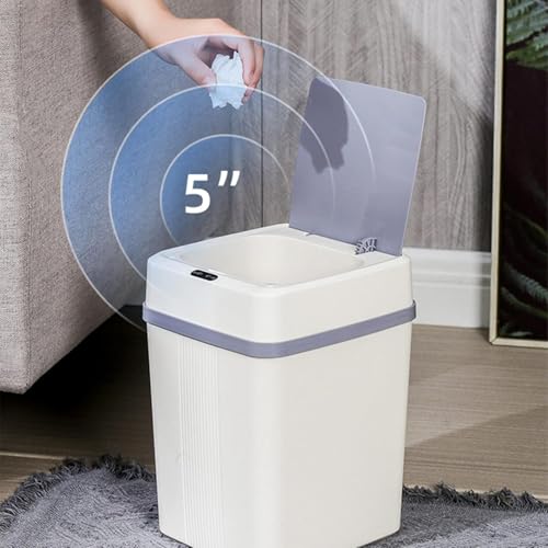 Image of House of Quirk Plastic Smart Automatic Motion Sensor Rectangular Trash Can Square 12 Litre For Bathroom, Bedroom, Kitchen, Office - White