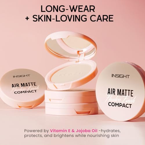 Image of INSIGHT Air Matte Flawless Finish Compact - Soft Sand (11g) | Buildable Coverage | SPF 15 Protection | Blurs & Conceals | Infused with Vitamin E & Jojoba Oil | Long Wear