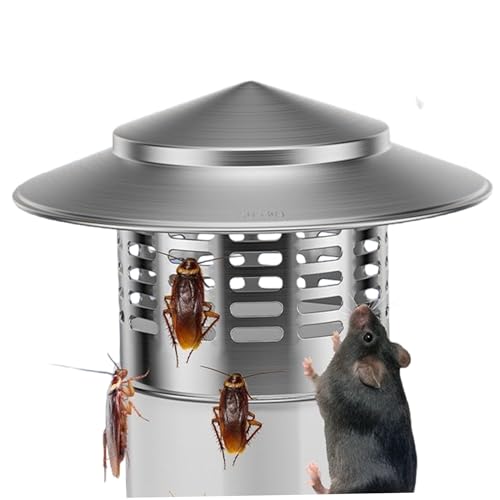 Chimney Cover, Chimney Cap, 7 Inch Stainless Steel Round Cover with Breathable Holes, Umbrella Shape Stove Pipe Topper for Exterior Fireplace Flue, Furnace Vent, Flue