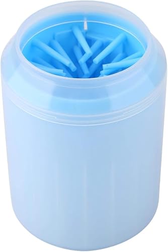 Pet Paw Cleaning Cup, Removable Dog Paw Cleaner, Plastic+Silicone Foot Cleaning Cup for 13-35kg Dog Cat Grooming(Blue)