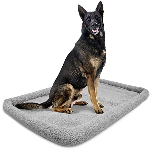 Dog Crates + Dog Bed - Extra Large Washable Mattress | Comfortable Dog Cushion | Warm Dog Mat with Anti-Slip Bottom | Collapsible Bed | Puppy Mat Pad Blanket Dog XL Bedding in Grey (107x72cm)