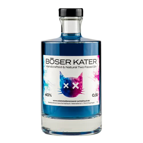 Böser Kater Two Faced Gin mit Farbwechsel | Personalisierter Gin mit eigenem Text | Das perfekte Geschenk | Dein Wunschtext | 0,5 l - 40% Vol Cover