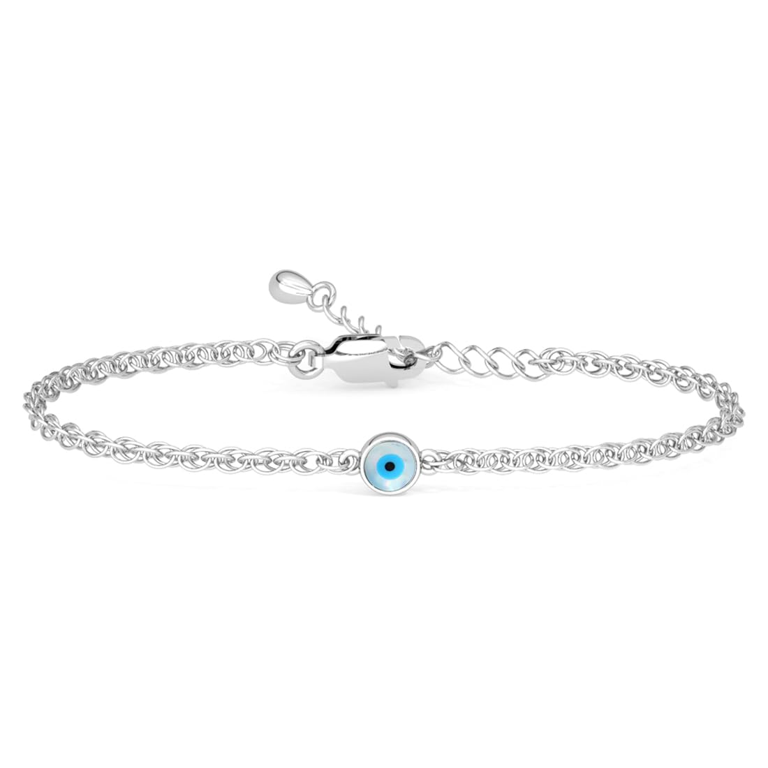 Clara 925 Pure Silver Evil Eye Chain Bracelet, Adjustable, Anti Tarnish Gift for Women and Girls Clara 925 Pure Silver Evil Eye Chain Bracelet, Adjustable, Anti Tarnish Gift for Women and Girls