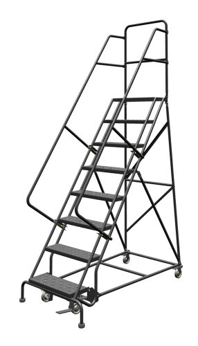Tri-Arc Ukdsr108246 U-Design Configurable 8-Step, 56 Degree Incline Rolling Ladder With 24" Wide Perforated Tread #TOP6