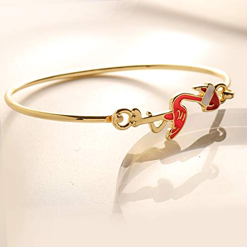 Senfai Pink Flamingo Santa Hat Drop Earring Bracelet Bangle Jewelry (Bangle, Gold-Plated-Base) #TOP2