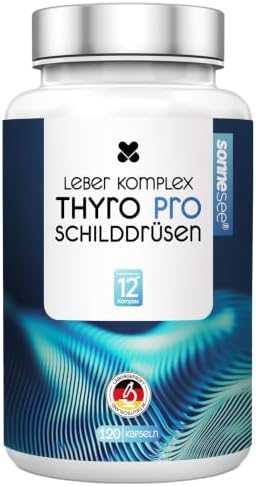 Thyro Pro Schilddrüsen & Leber Komplex Hochdosiert mit Selen Cholin 120 Kapseln (60 Tage Vorrat) Mit Mariendistel, Artischocke & NAC Unterstützt den Nährstoff-Umwandlungsprozess Ve