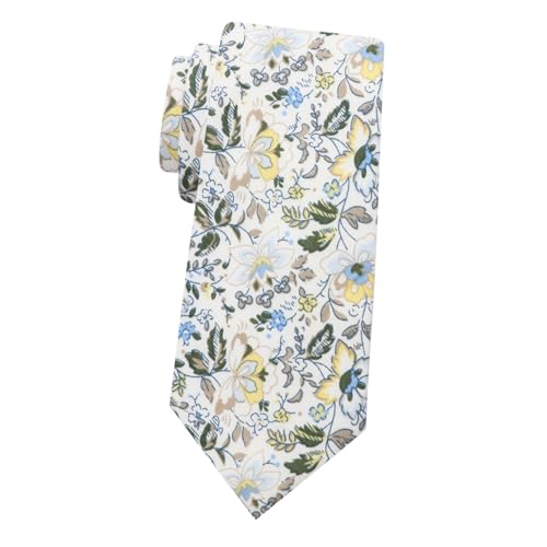 Image of Mantieqingway Men's Skinny Tie, Cotton Floral Ties for Men Wedding Necktie for Groom, Groomsmen, Missions, Dances