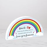 Uncle Gifts from Niece Wooden Sign Award Wooden Rainbow Plaque, Christmas Gift for Uncle Birthday Gifts from Nephew Desk Decoration Gift Aunt and Uncles Plaques Christmas
