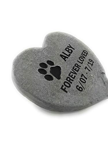 Graphicrocks Pet Memorial Headstone Grave Marker Gray Natural Stone Heart 8" For Your Dog Or Cat Personalized #TOP3