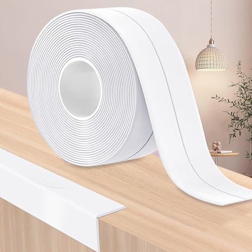 YushengTai Weichsockelleiste Selbstklebend,Weiß 6M PVC Sockelleiste Selbstklebend 30 x 30 mm, Weichsockelleiste Flexibel für Küche und Bad Geeignet