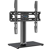 MOUNTUP Universal Swivel TV Stand for 37-55 inch TVs, Height Adjustable TV Table Stand with Tempered Glass Base, TV Stand Base Holds Up to 88lbs, Max VESA 400x400mm MU0036