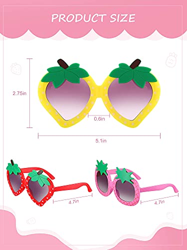 Weewooday 6 Pairs Kids Sunglasses Party Strawberry Pineapple Shaped Sunglasses Cute Round Funny for Toddler Kids Boys Girls2