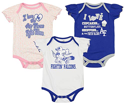 Outerstuff NCAA Newborn (0M-9M) Infant (12M-24M) Girls Three Piece Creeper Set, Air Force Falcons 6-9 Months