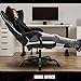Gaming Chair for Adults and Teens, Ergonomic Leather Video Game Chairs with Footrest, Wide Seat, Reclining Back, Neck & Lumbar Support, Adjustable Swivel Computer Desk Chair, Black/White