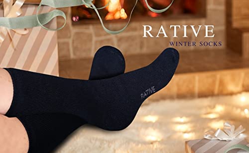 Rative Cold Weather Thick Heat Trapping Insulated Thermal Boots Socks Pack Warm Winter Long Crew For Men Women (6-9,3 Pairs/Black+Grey+Navy) #TOP5