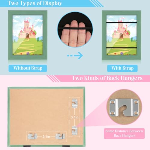 Image of [2-Pack] Kids Art Frames, 8.5x11 Front Opening Kids Artwork Frames Changeable, Olive Green Artwork Display Storage Frame for Wall, Holds 50 Pcs, for 3D Picture, Crafts, Children Drawing, Hanging Art,