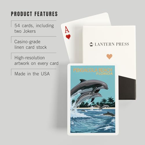 Lantern Press Naipes Poker 52 cartas Pensacola Beach miniatura 3